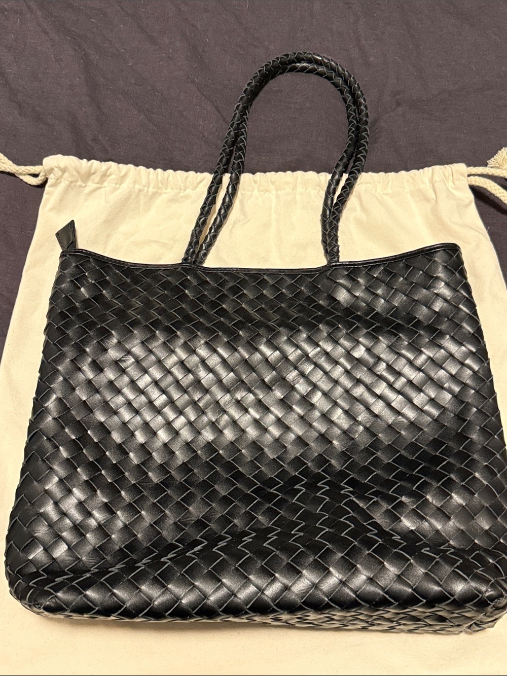 Bembien Le Max Tote - Black Woven Leather Tote Bag - Picture 5 of 5